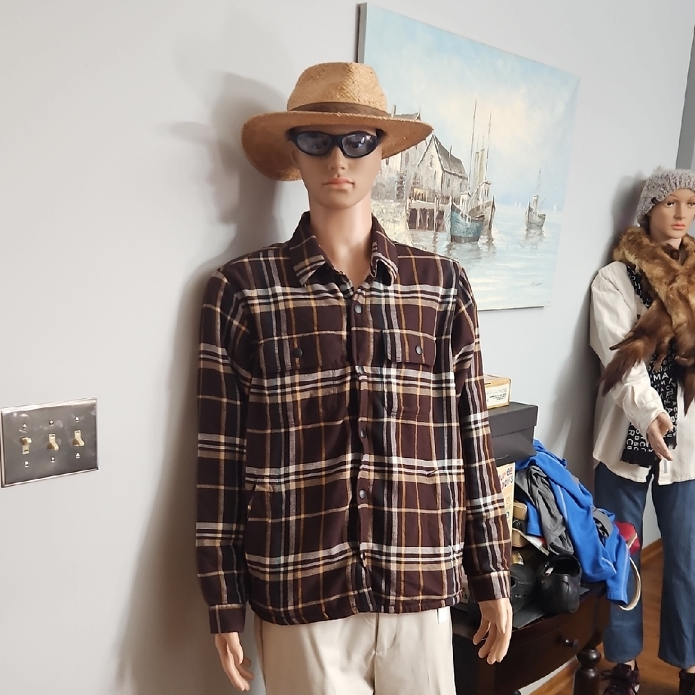 Sun + Stone Brown SHEARING Plaid Shirt